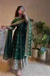 Sc 1329 Heavy Fandy Silk Embroidery Work Gown With Pant Dupatta Wholesale Online